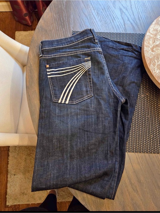 7 For All Mankind Denim - 7 For All Mankind Dark Indigo Jeans with White Pocket Stitch